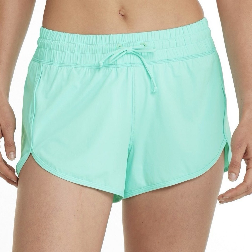 LL Bean Swim Shorts Womens Large 14 16 Aqua Green Swimsuit Bottoms UPF 50+ Beach